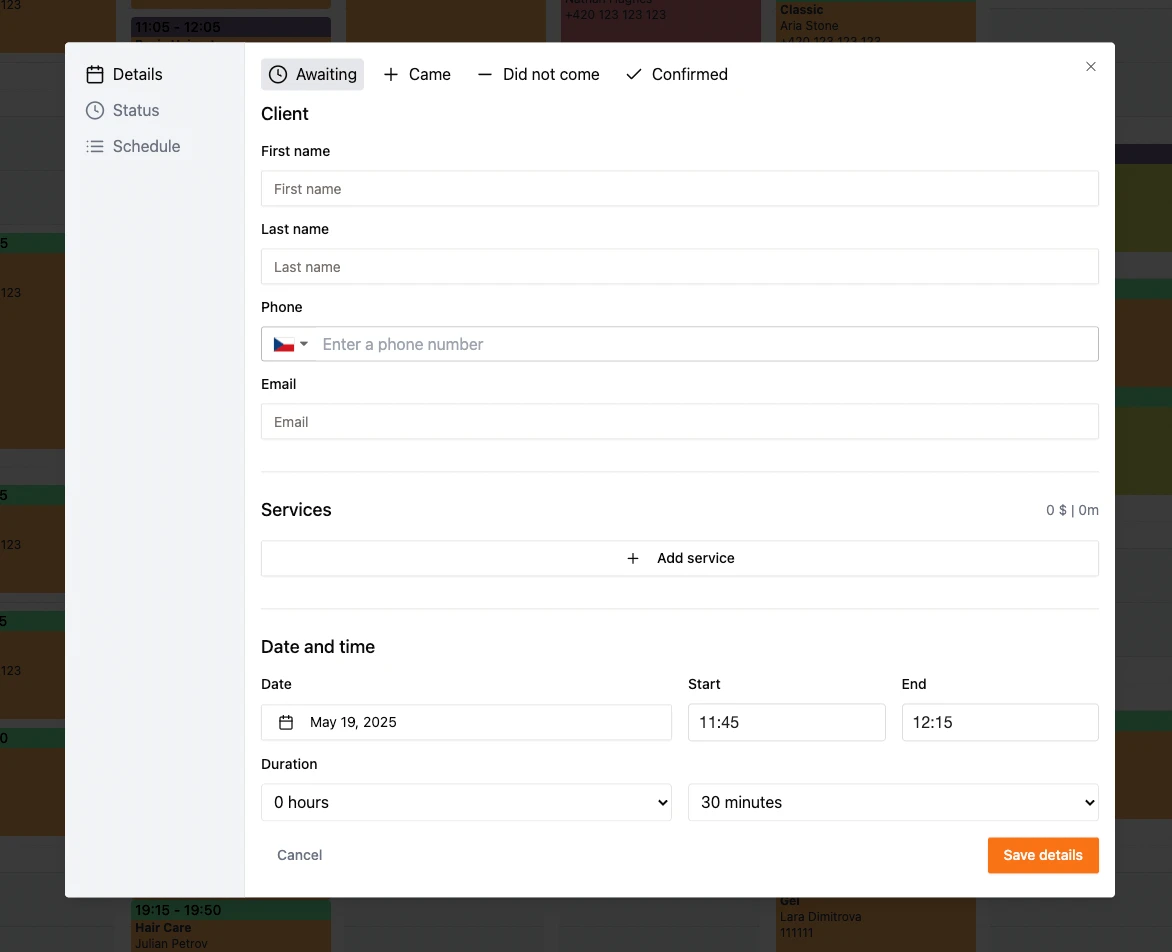 Online booking system